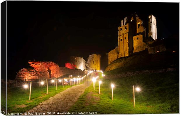 Corfe Castle at Night Canvas Print by Paul Brewer