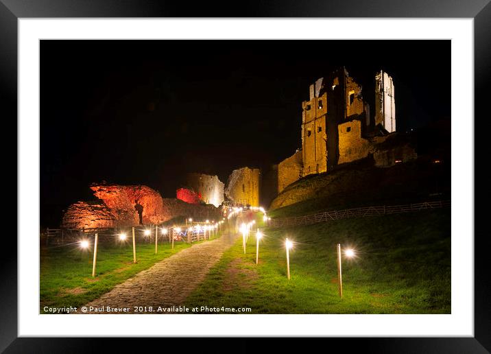 Corfe Castle at Night Framed Mounted Print by Paul Brewer