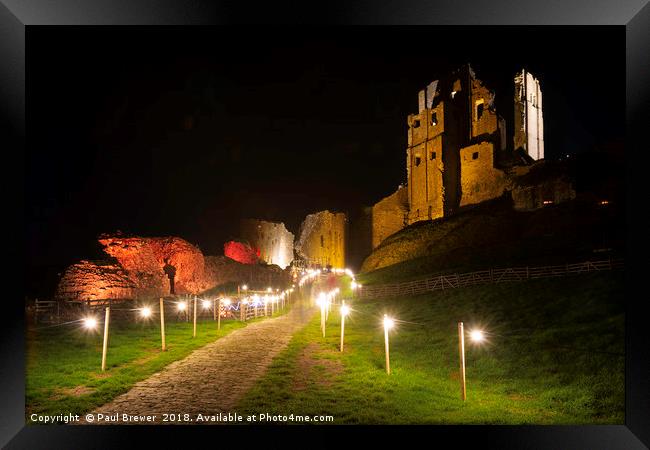 Corfe Castle at Night Framed Print by Paul Brewer