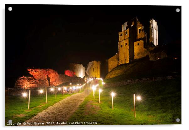 Corfe Castle at Night Acrylic by Paul Brewer