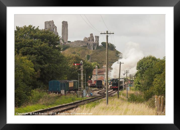 Swanage Railway at Corfe Castle Framed Mounted Print by Paul Brewer