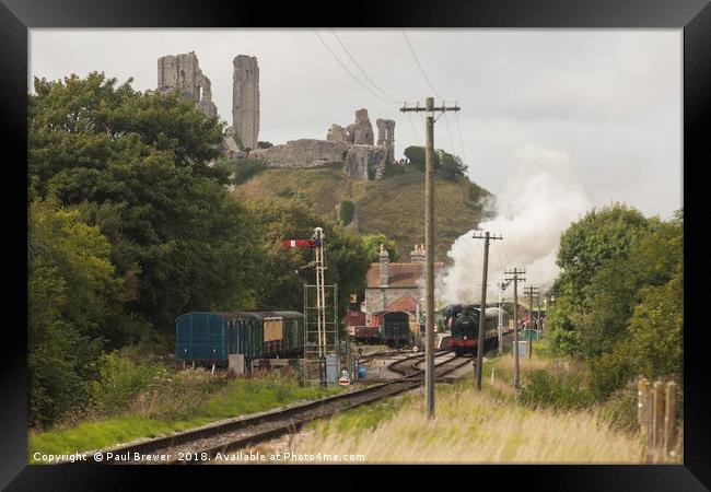 Swanage Railway at Corfe Castle Framed Print by Paul Brewer
