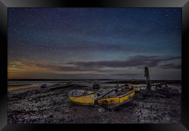 Waiting for the tide under the stars at Brancaster Framed Print by Gary Pearson