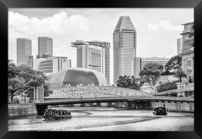 Bum boats on the Singapore river Framed Print by Kevin Hellon