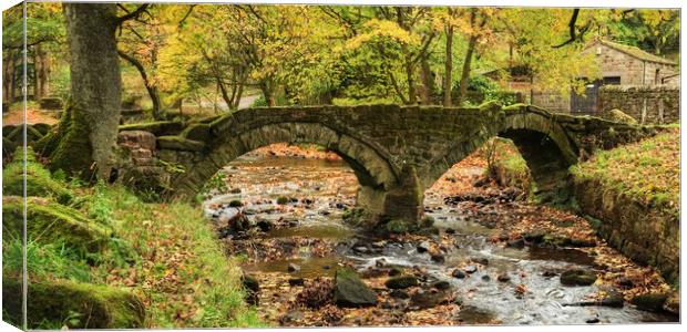 Wycoller Bridge in Bronte country  Canvas Print by Diana Mower