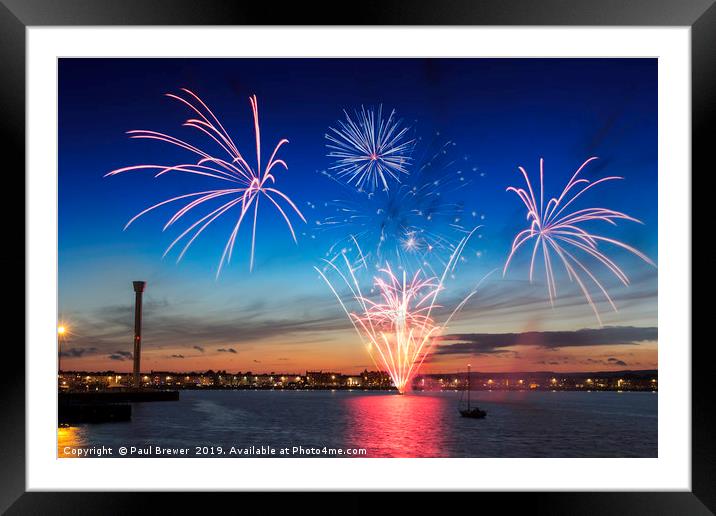 Weymouth Beach Fireworks Framed Mounted Print by Paul Brewer