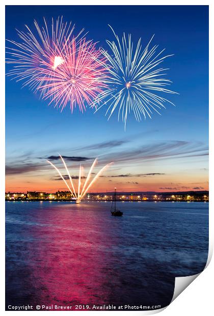 Fireworks Weymouth Bay 2013 Print by Paul Brewer