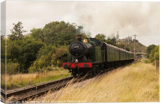 6695 Leaves Corfe Castle Station Canvas Print by Paul Brewer