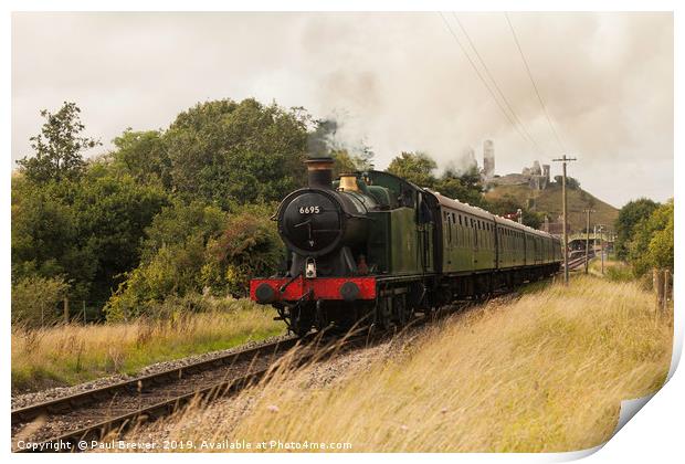 6695 Leaves Corfe Castle Station Print by Paul Brewer