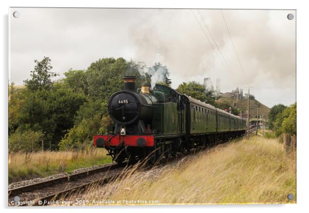 GWR 56XX class 0-6-2T no. 6695 Leaves Corfe Castle Acrylic by Paul Brewer
