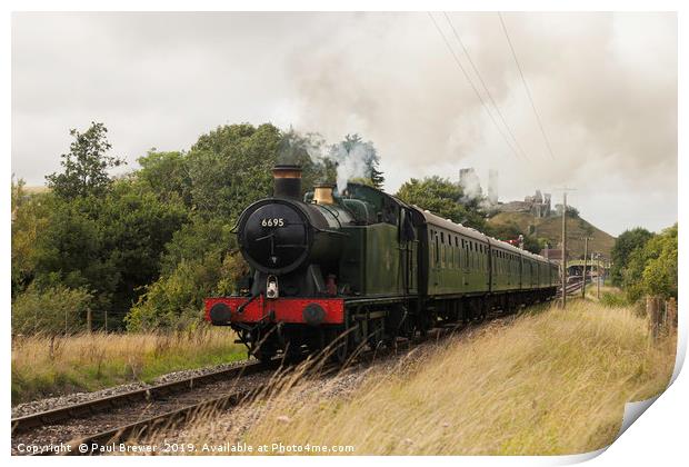 GWR 56XX class 0-6-2T no. 6695 Leaves Corfe Castle Print by Paul Brewer