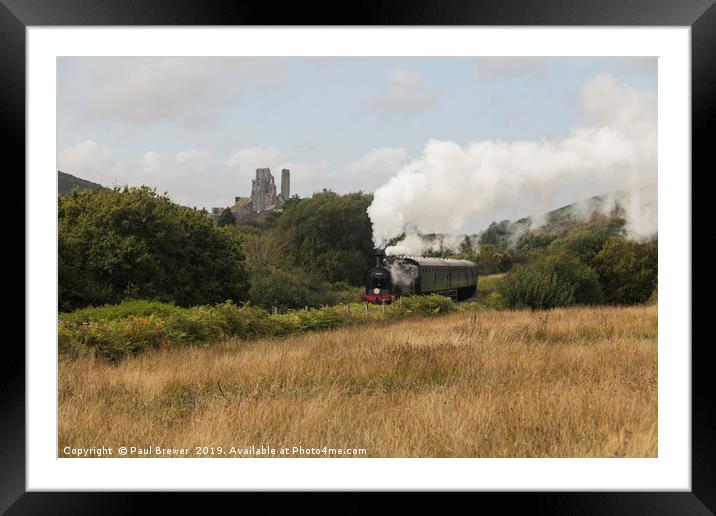 GWR 56XX class 0-6-2T no. 6695 Leaves Corfe Castle Framed Mounted Print by Paul Brewer