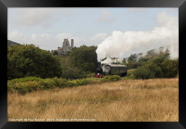 GWR 56XX class 0-6-2T no. 6695 Leaves Corfe Castle Framed Print by Paul Brewer