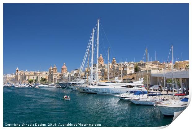 Malta: Vittoriosa Yacht Marina  Print by Kasia Design
