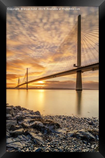 Queensferry Sunset Portrait Framed Print by bryan hynd