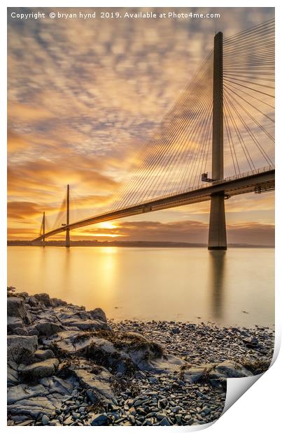 Queensferry Sunset Portrait Print by bryan hynd