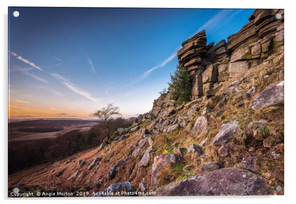 Contrails Over Stanage Edge Acrylic by Angie Morton