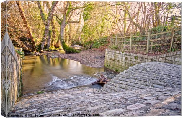 Small Waterfall into a Stream in Somerset Canvas Print by Will Badman