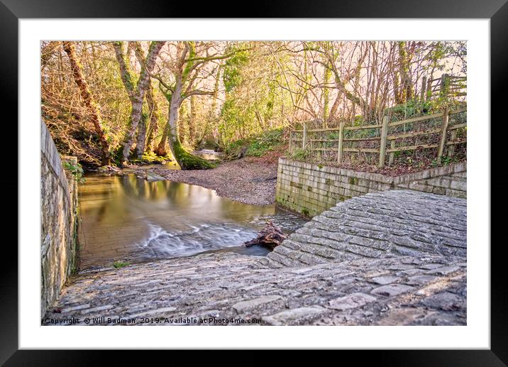 Small Waterfall into a Stream in Somerset Framed Mounted Print by Will Badman
