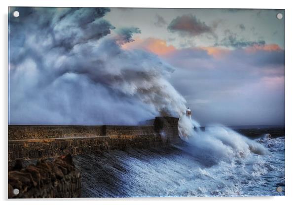 Hurricane Ophelia hits Porthcawl Acrylic by Leighton Collins