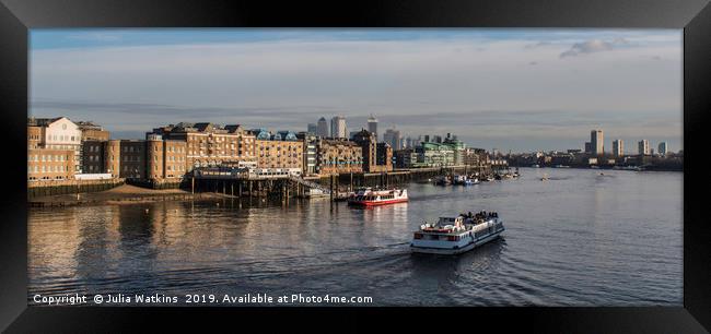 River Thames with view of the city  Framed Print by Julia Watkins