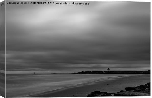 Burry Port Lighthouse in Monochrome Canvas Print by RICHARD MOULT
