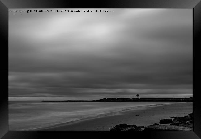 Burry Port Lighthouse in Monochrome Framed Print by RICHARD MOULT