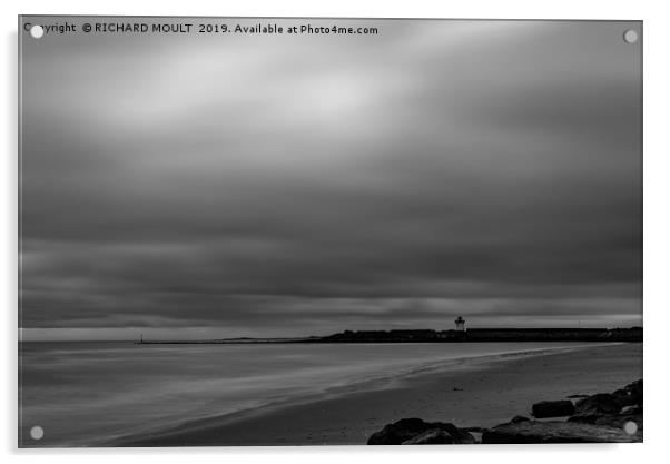 Burry Port Lighthouse in Monochrome Acrylic by RICHARD MOULT