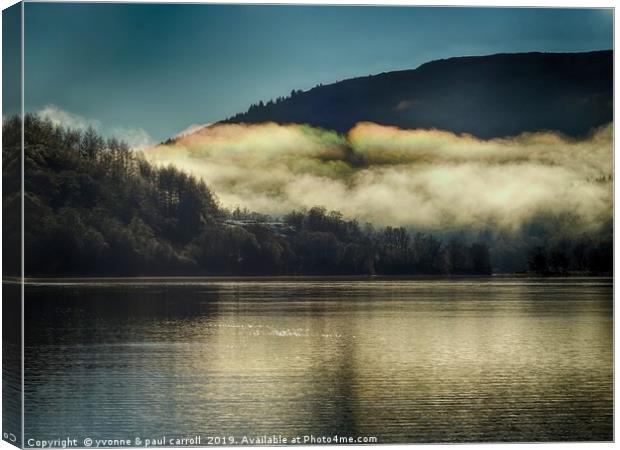 Rainbow in the clouds at Loch Lubnaig, Scotland Canvas Print by yvonne & paul carroll