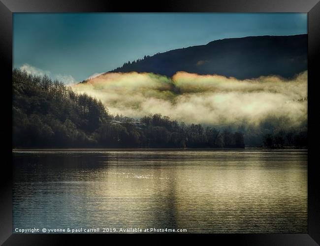 Rainbow in the clouds at Loch Lubnaig, Scotland Framed Print by yvonne & paul carroll