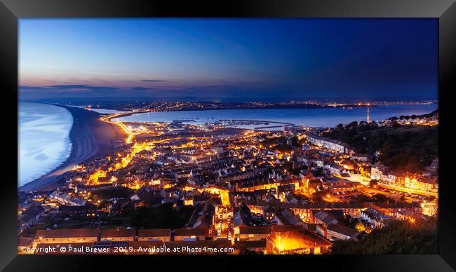Portland and Weymouth on the Dorset coast Framed Print by Paul Brewer