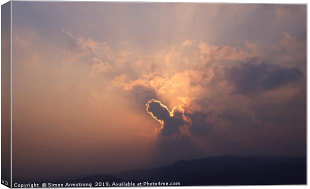 Evening Sunset cloudburst Canvas Print by Simon Armstrong