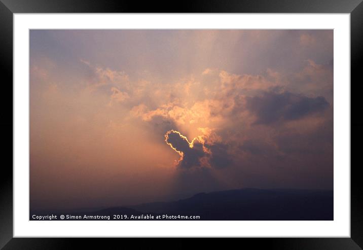 Evening Sunset cloudburst Framed Mounted Print by Simon Armstrong
