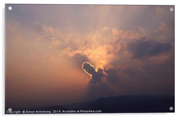 Evening Sunset cloudburst Acrylic by Simon Armstrong