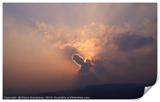 Evening Sunset cloudburst Print by Simon Armstrong