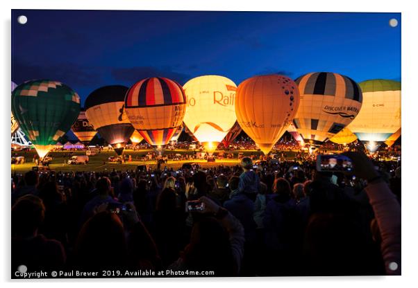 Bristol Balloon Fiesta Night Glow Acrylic by Paul Brewer