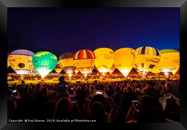 Bristol Balloon Fiesta Nightglow 2017 Framed Print by Paul Brewer
