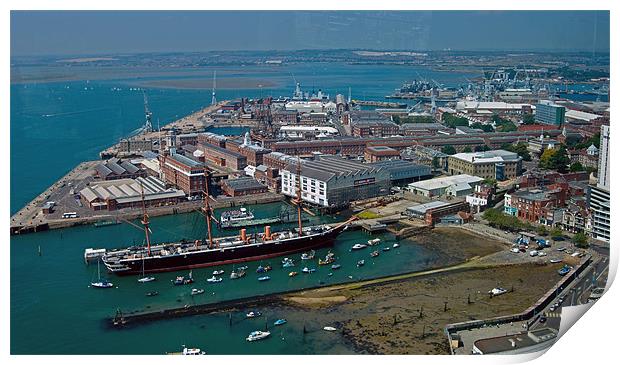 Portsmouth Docks from Spinnaker Tower Print by Geoff Storey