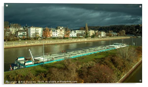Koblenz Mosel Barge  Acrylic by Rob Hawkins