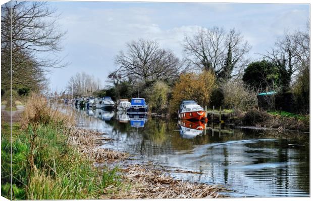 Heybridge Canal boats Essex Canvas Print by Diana Mower