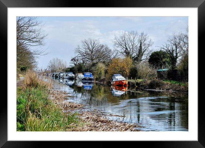 Heybridge Canal boats Essex Framed Mounted Print by Diana Mower