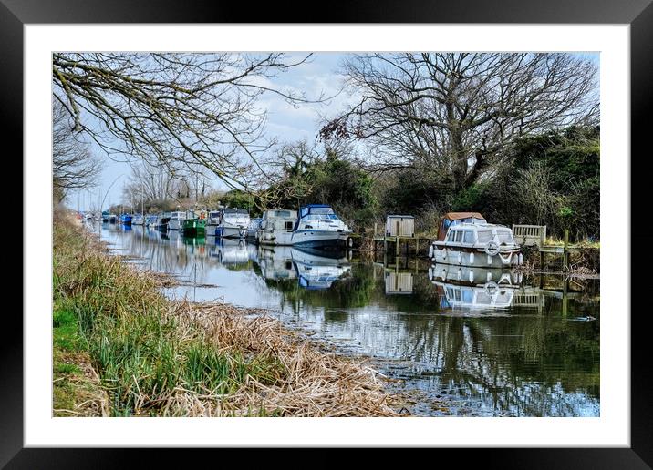 Heybridge Canal boats Framed Mounted Print by Diana Mower