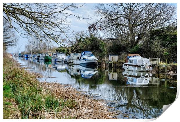 Heybridge Canal boats Print by Diana Mower