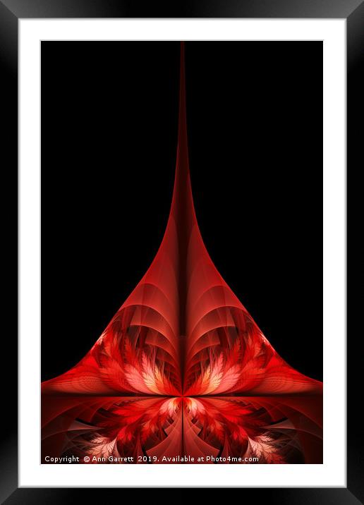 Crimson Tower Fractal Framed Mounted Print by Ann Garrett