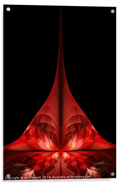 Crimson Tower Fractal Acrylic by Ann Garrett