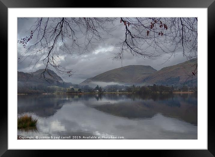 Grasmere lake with low cloud on a winter's day Framed Mounted Print by yvonne & paul carroll