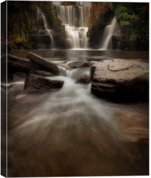 The waterfall at Penllergare Valley Canvas Print by Leighton Collins