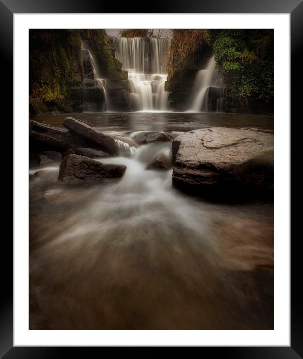 The waterfall at Penllergare Valley Framed Mounted Print by Leighton Collins