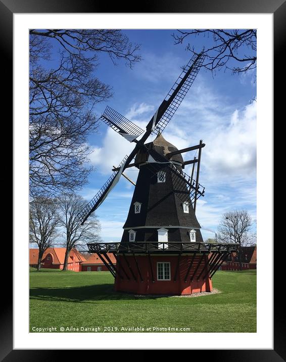 Copenhagen Windmill Framed Mounted Print by Ailsa Darragh