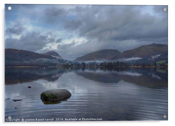 Grasmere lake with low cloud on a winter's day Acrylic by yvonne & paul carroll